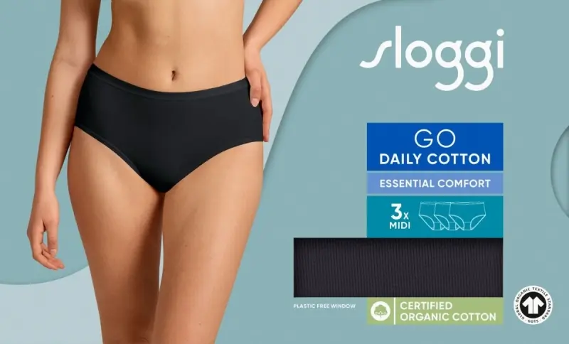 Γυναικείο Σλιπ Σετ 3τμχ. GO Daily Cotton Midi 3P Sloggi 49-10222325