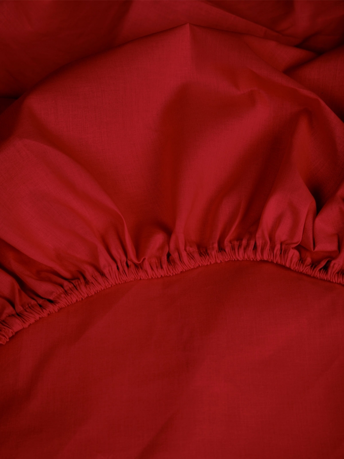 Κατωσέντονο Cotton Feelings με λάστιχο 113 Red Υπέρδιπλο (180x200+30)