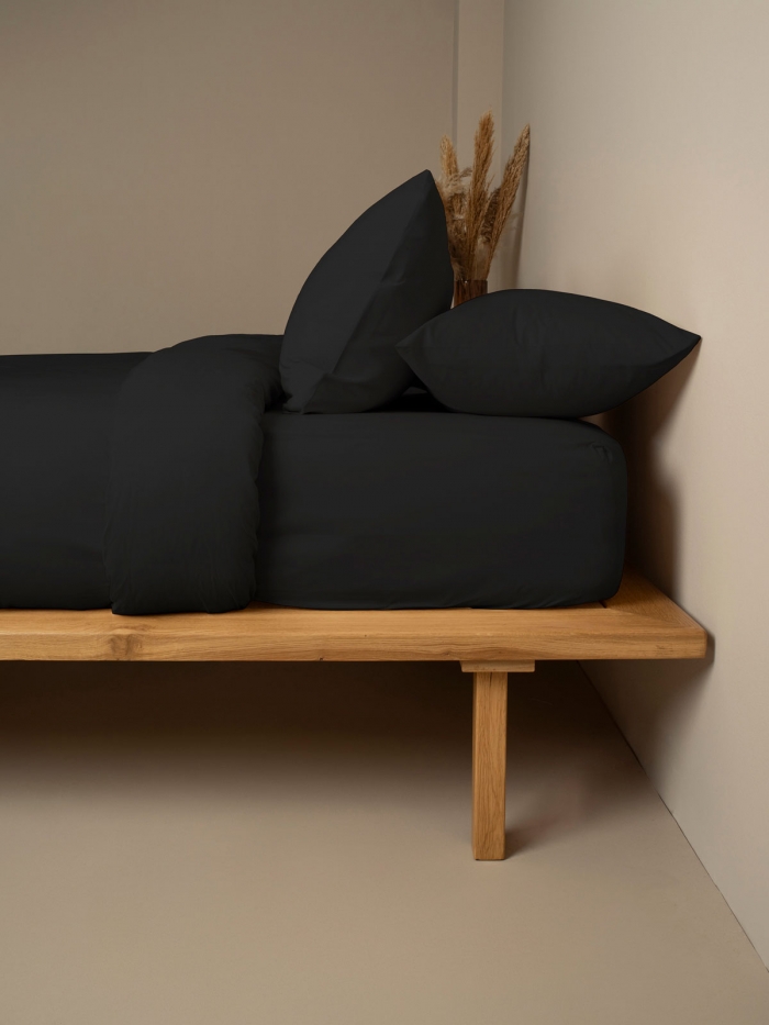 Σεντόνι Cotton Feelings φλατ 111 Black Μονό (165x270)