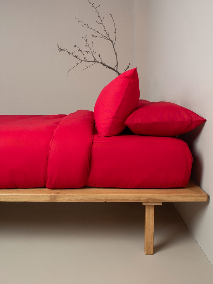 Σεντόνι Cotton Feelings φλατ 113 Red Μονό (165x270)