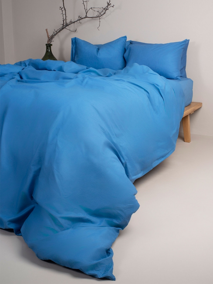 Σετ Σεντόνια Cotton Feelings 104 Blue Διπλό με λάστιχο (150x205+30)