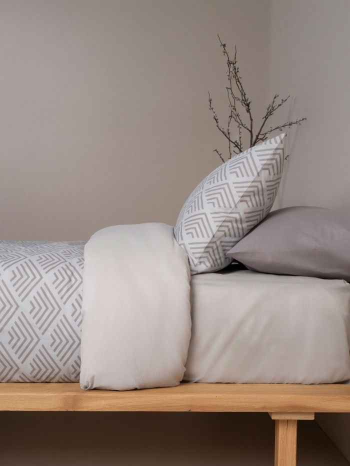 Σετ Σεντόνια Cotton Feelings 2048 Grey Διπλό με λάστιχο (150x205+30)